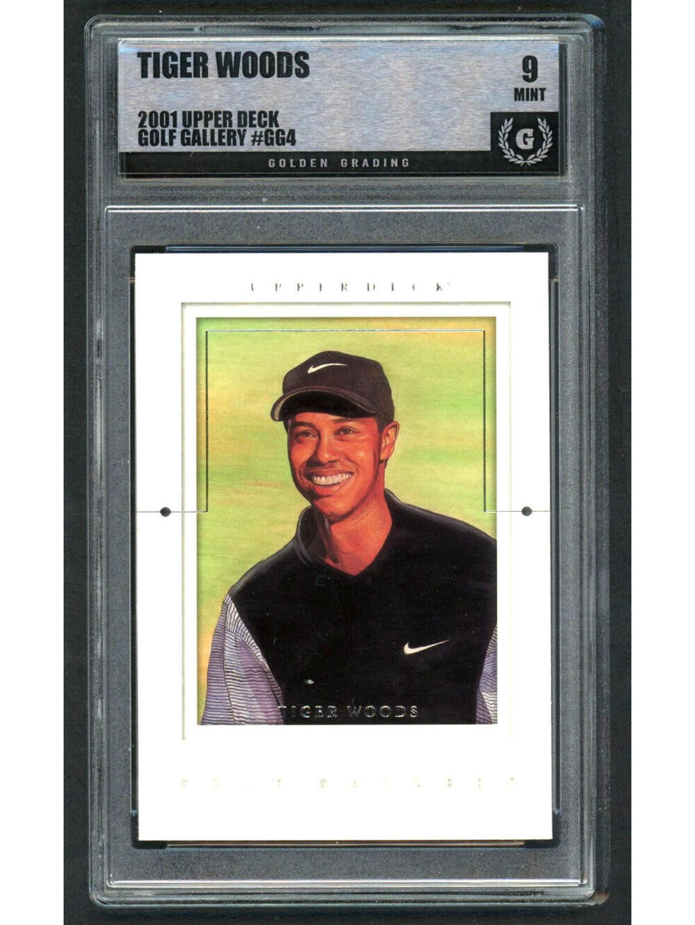 2001 Upper Deck Golf Tiger Woods #GG4 Golf Gallery Rookie Card Graded Mint 9